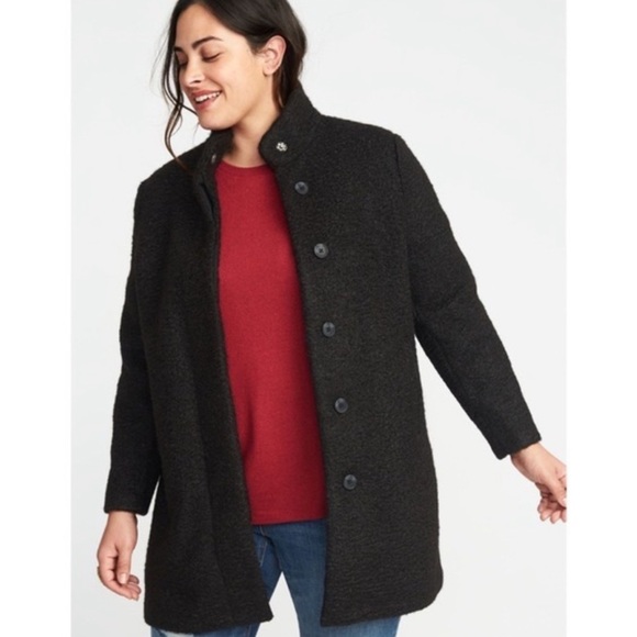 Old Navy Black Bouclé Midi Coat - Small - Picture 4 of 11